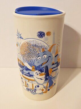 Disney World 50th Anniversary EPCOT Starbucks Ceramic Tumbler Figment & Olaf Cof